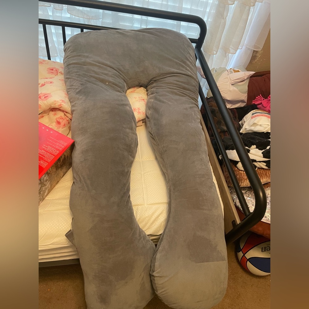 Grey body pillow
